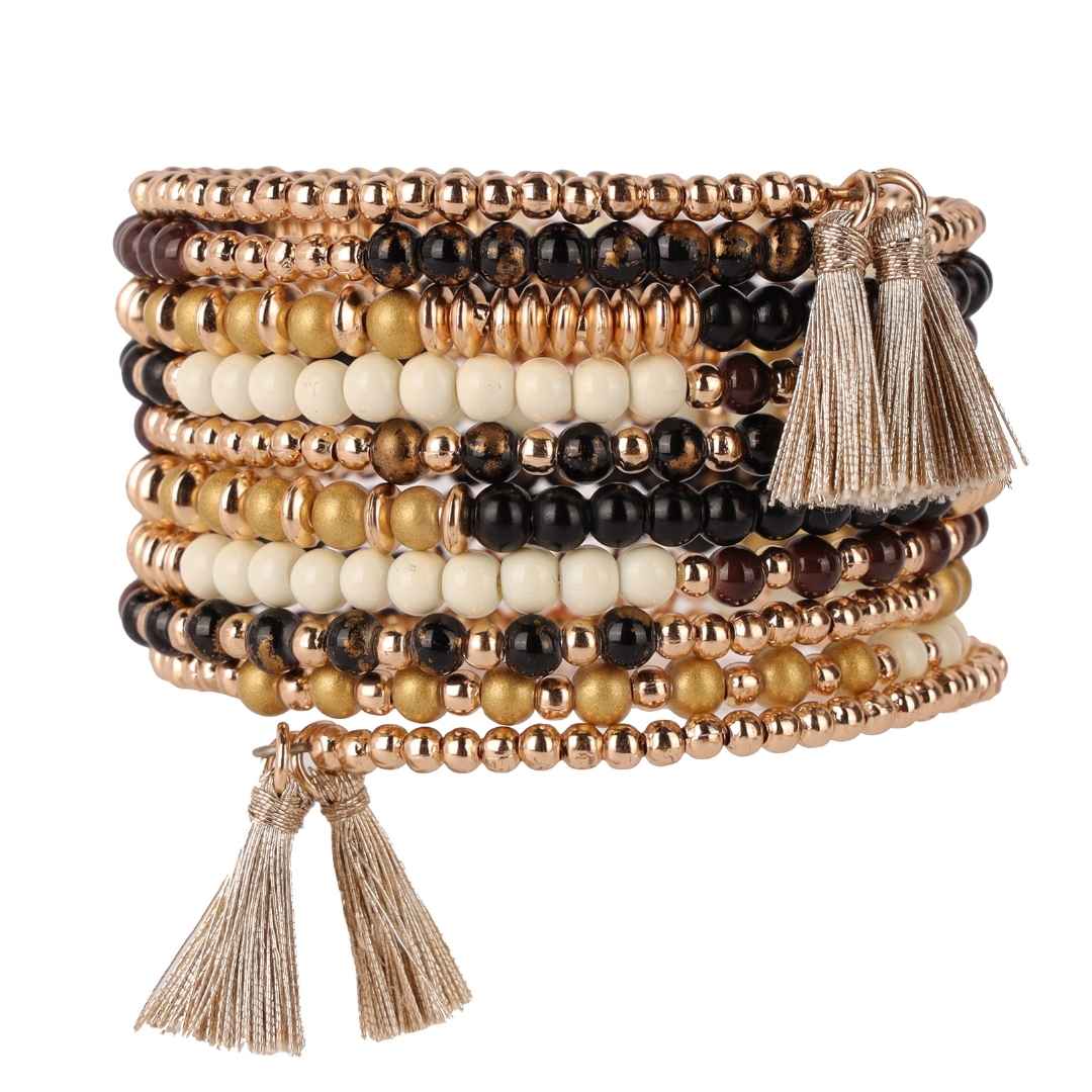 Golden Beads Crystal Wrap Bracelet | Valentina Bracelet By BuDhaGirl