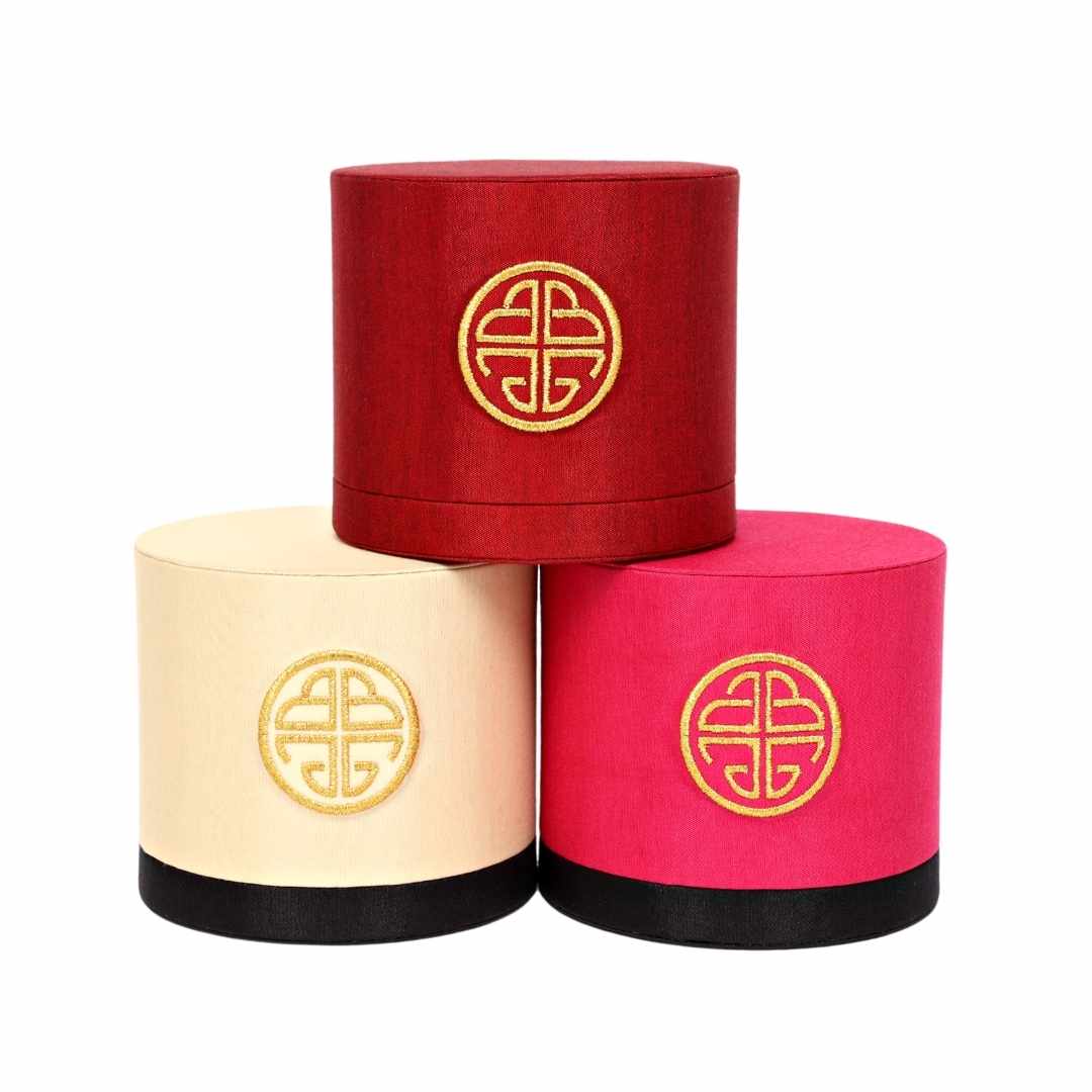 Red Ivory and Pink Silk Canister Gift Box | Bangle Storage and Accessories | BuDhaGirl