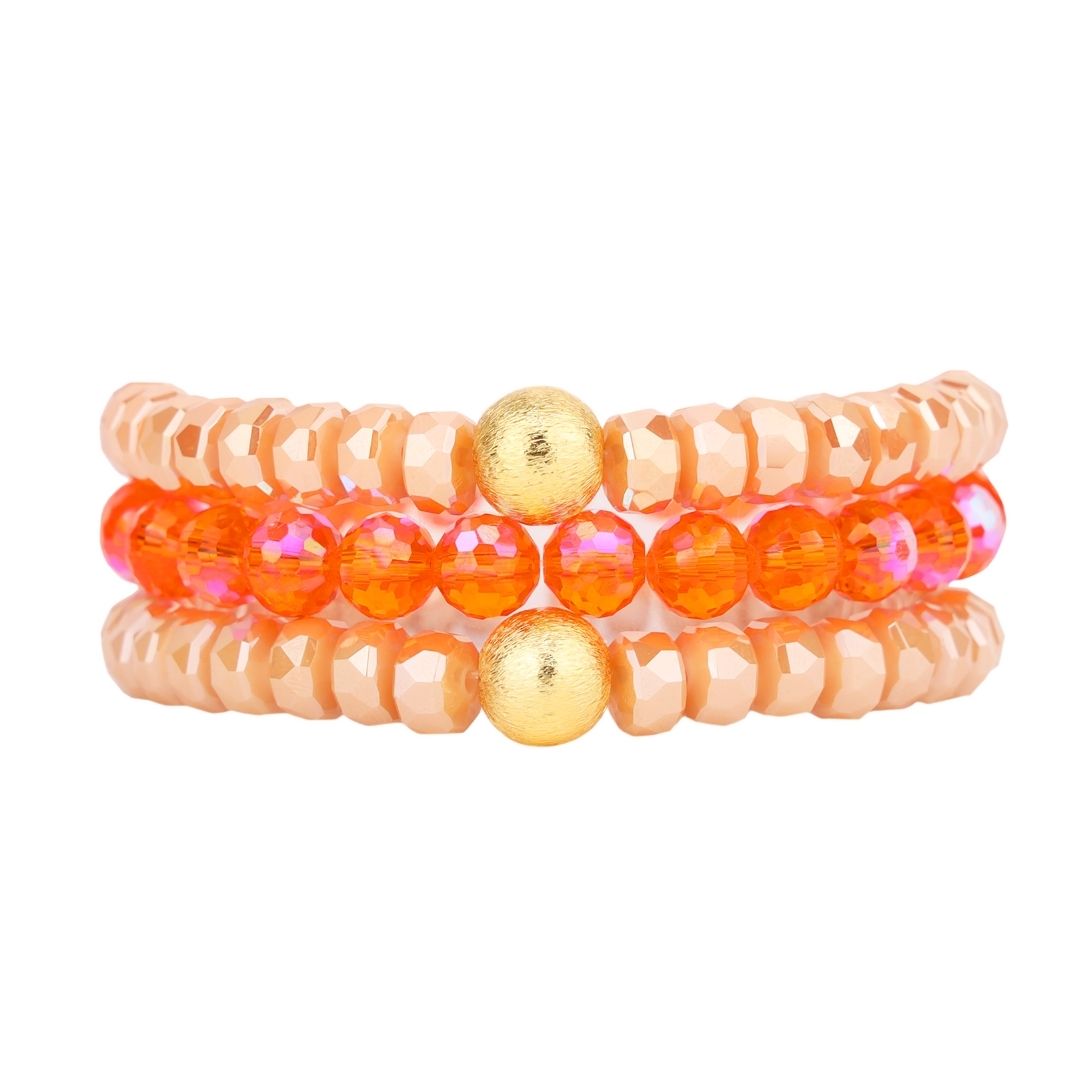 Dune Orange Beaded Bracelet - Set of Three | BuDhaGirl