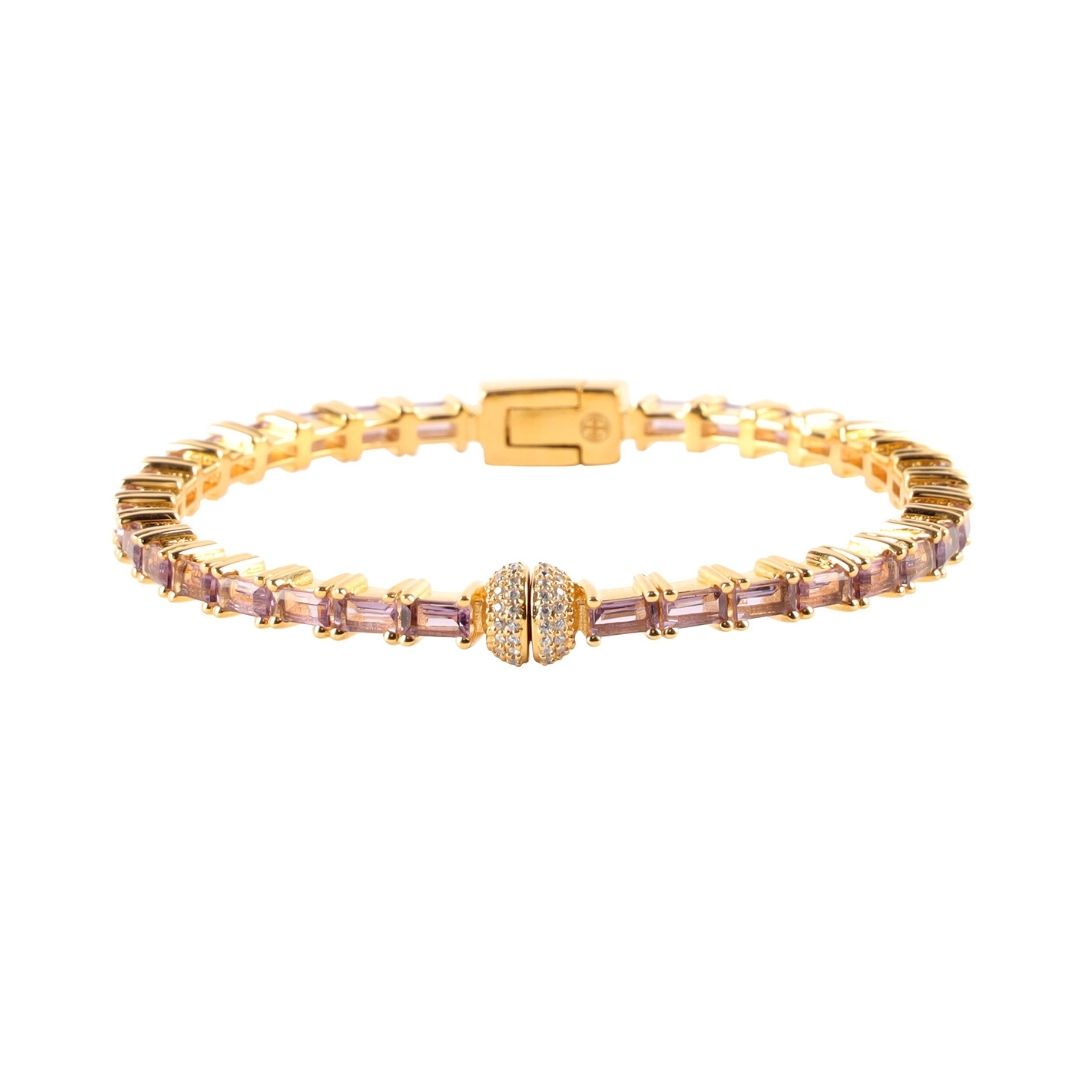 Amethyst Baguette Crystals Aurora Bracelet | BuDhaGirl