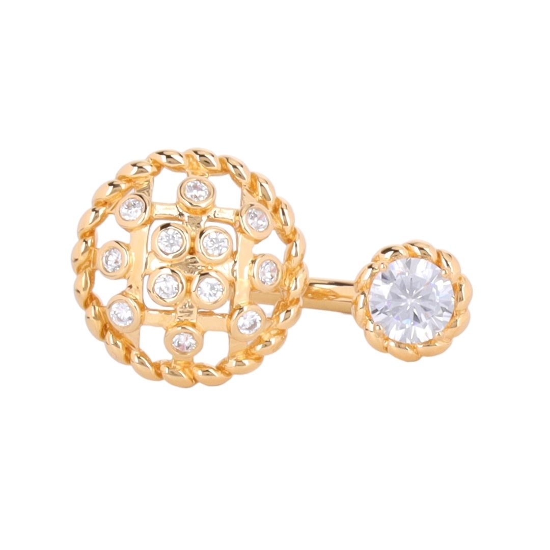 Gold & Crystal Woven Pattern Canasta Ring | BuDhaGirl