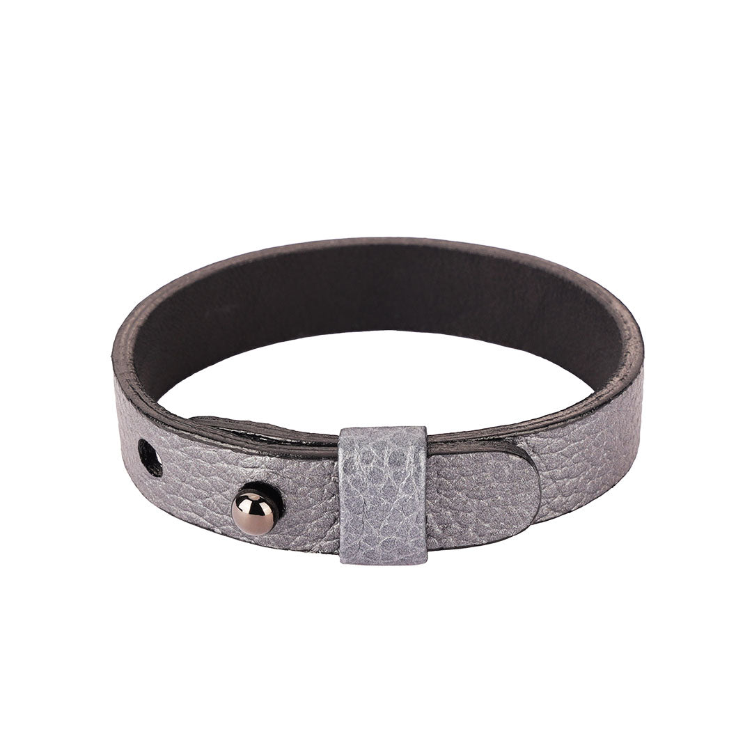 Silver Grey Leather Bracelet for Men | Mens Jewelry and Bracelets for Men | BuDhaGirl