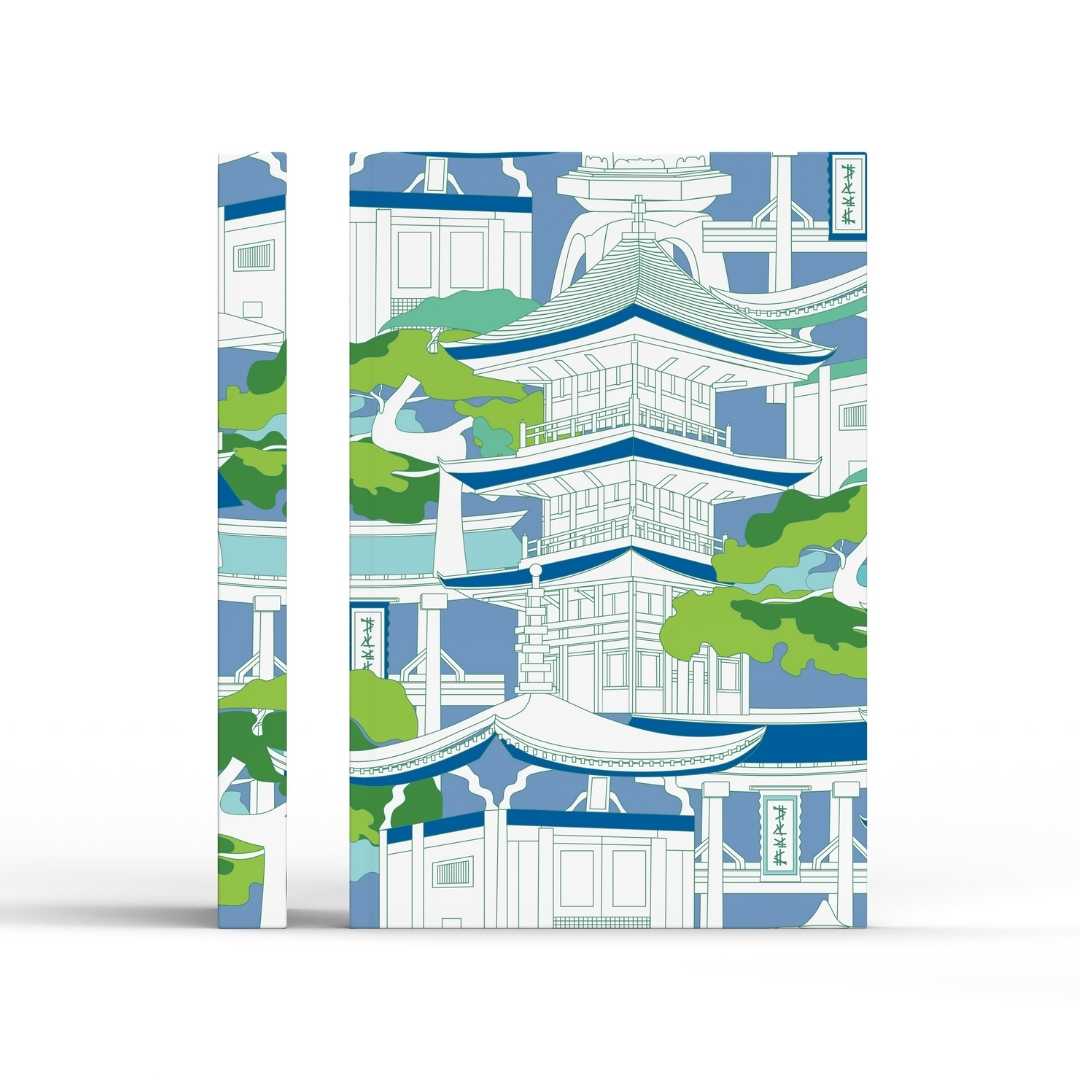 Blue and Green High Quality Journal Notepad | Pagoda Inspired | BuDhaPaper by BuDhaGirl