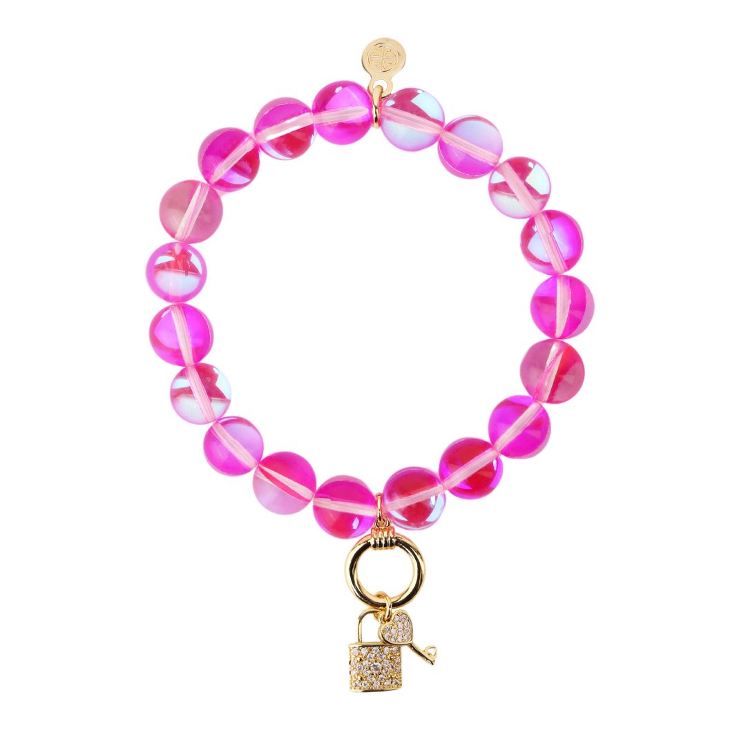 Lock & Key Charm Beaded Chain Bracelet For Women | BuDhaGirl