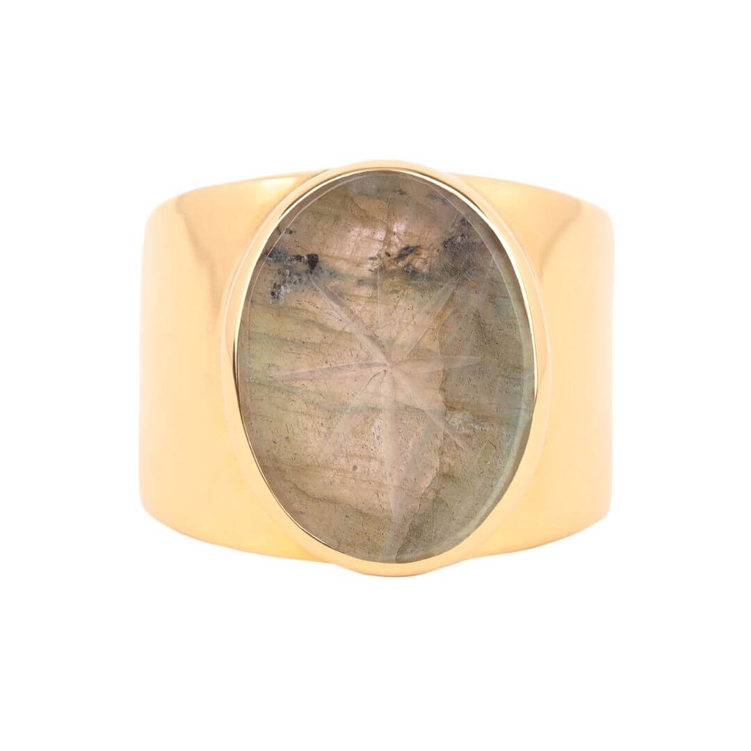 Labradorite 18k Gold Dipped Brass Starburst Ring | BuDhaGirl