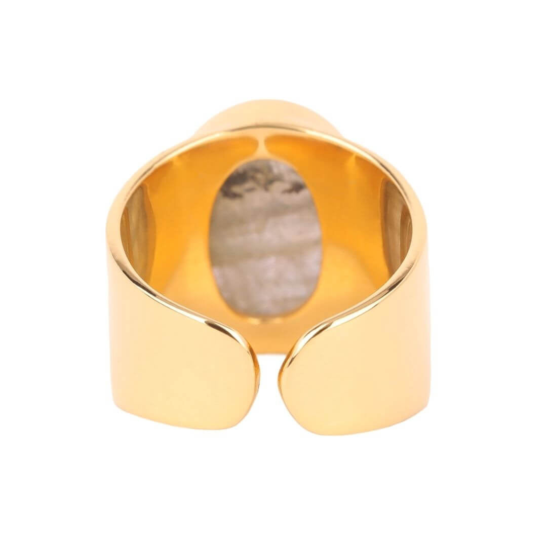 Labradorite 18k Gold Dipped Brass Starburst Ring | BuDhaGirl