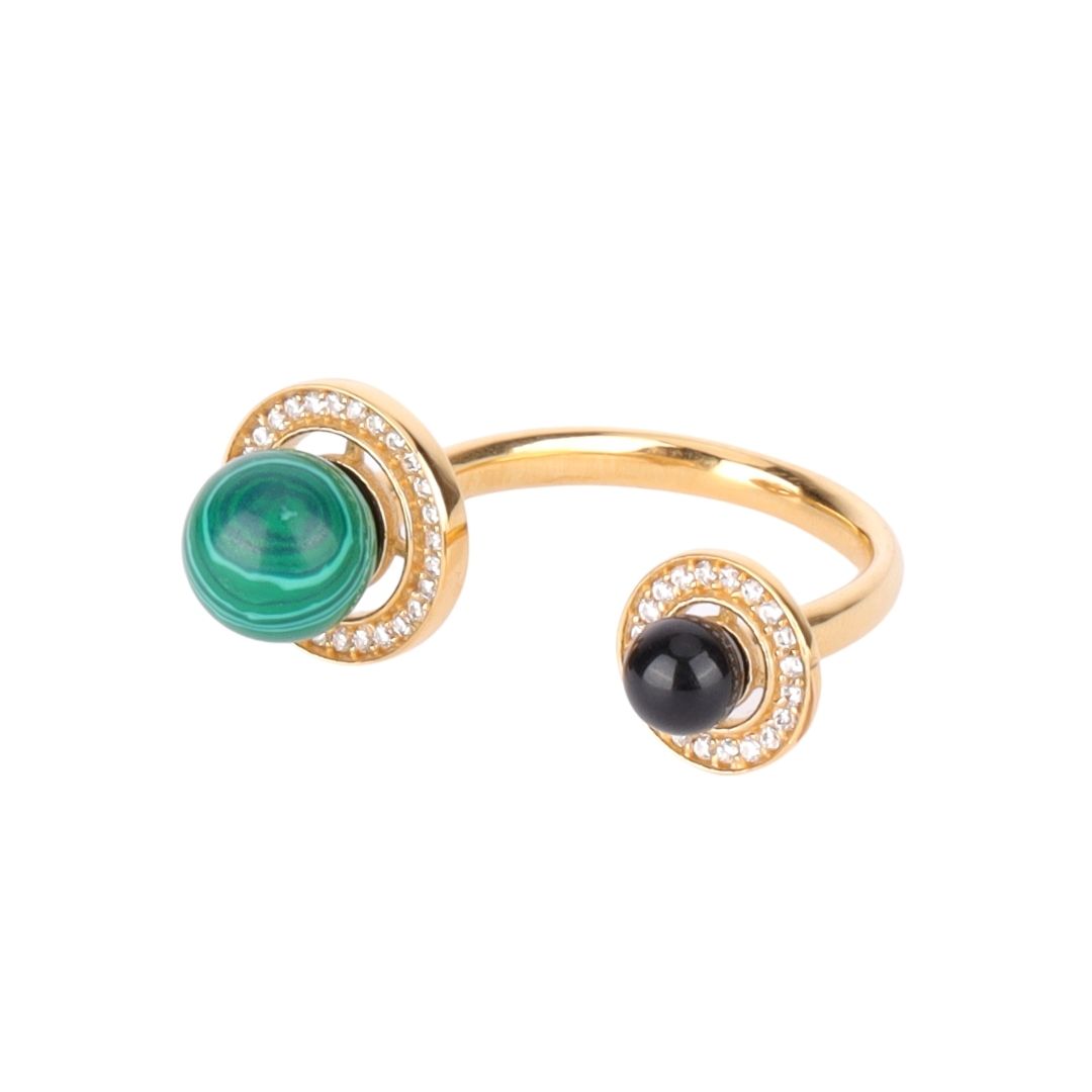 Malachite Gem Stone Mini Orbit Ring | BuDhaGirl