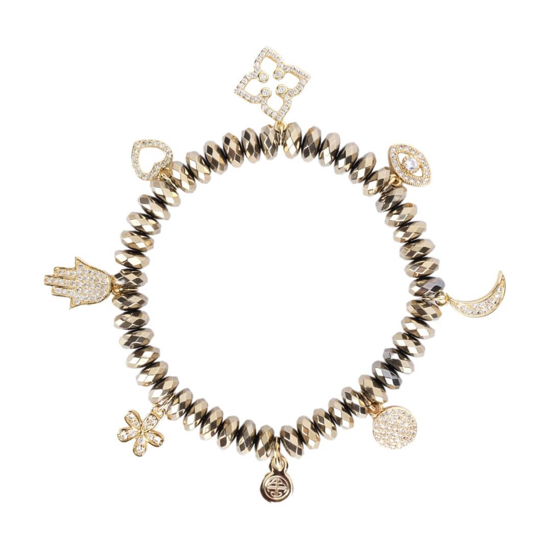 Rondelle Cut Gold Charm Bracelet | BuDhaGirl