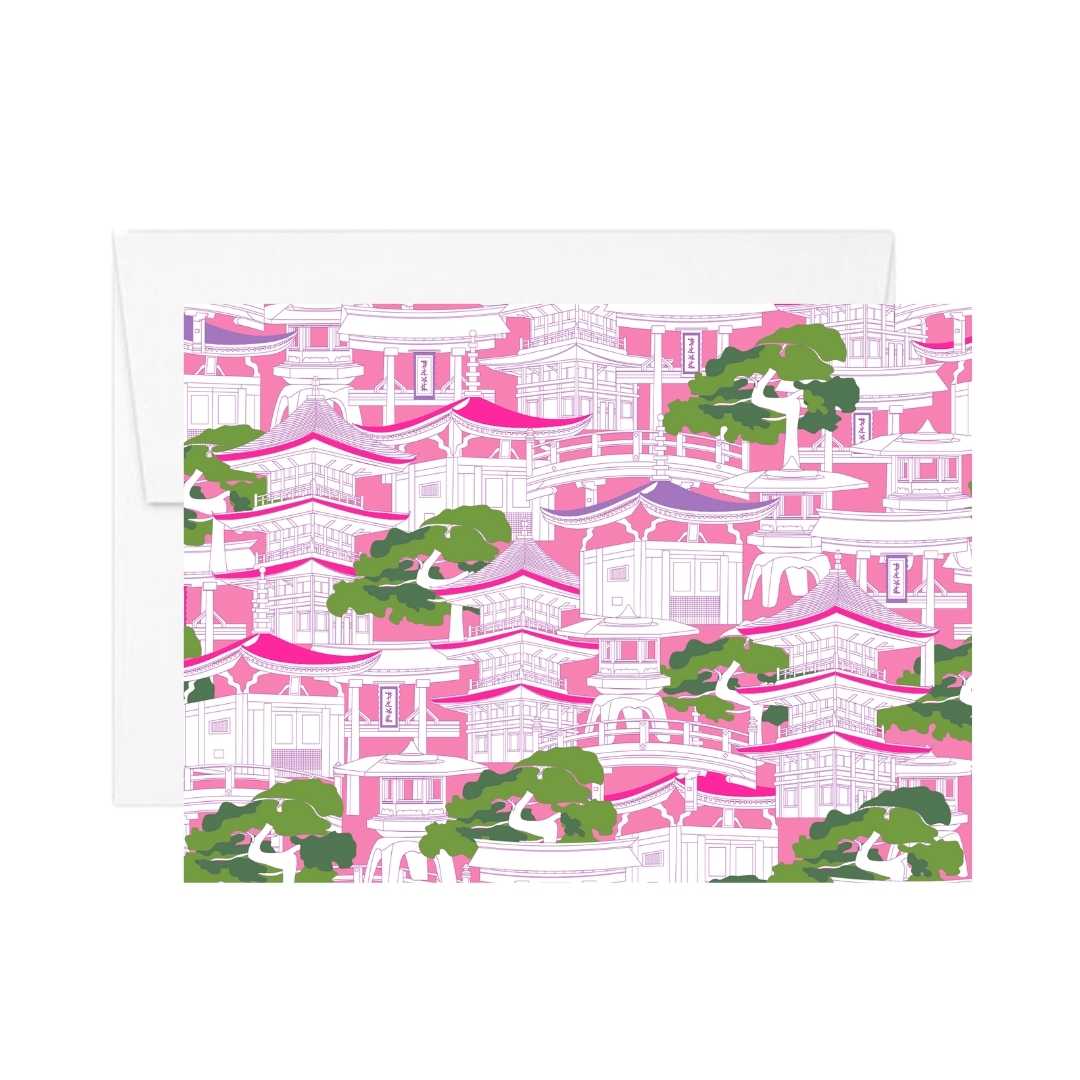 Pink High Quality Notecard Set | Pagoda Inspired | BuDhaGirl