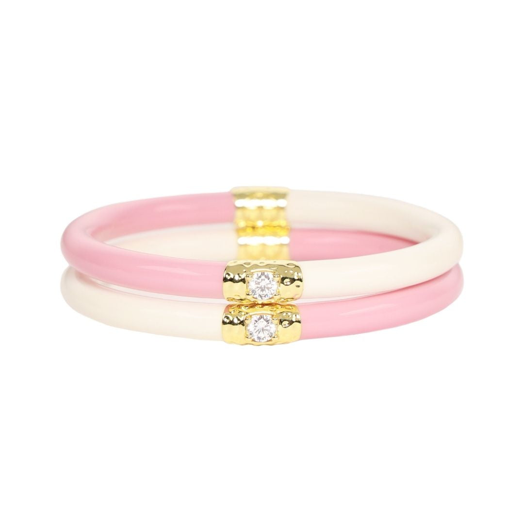 Pink/Ivory Yin & Yang All Weather Bangles® (AWB®) | Bangle Bracelets for Women | BuDhaGirl