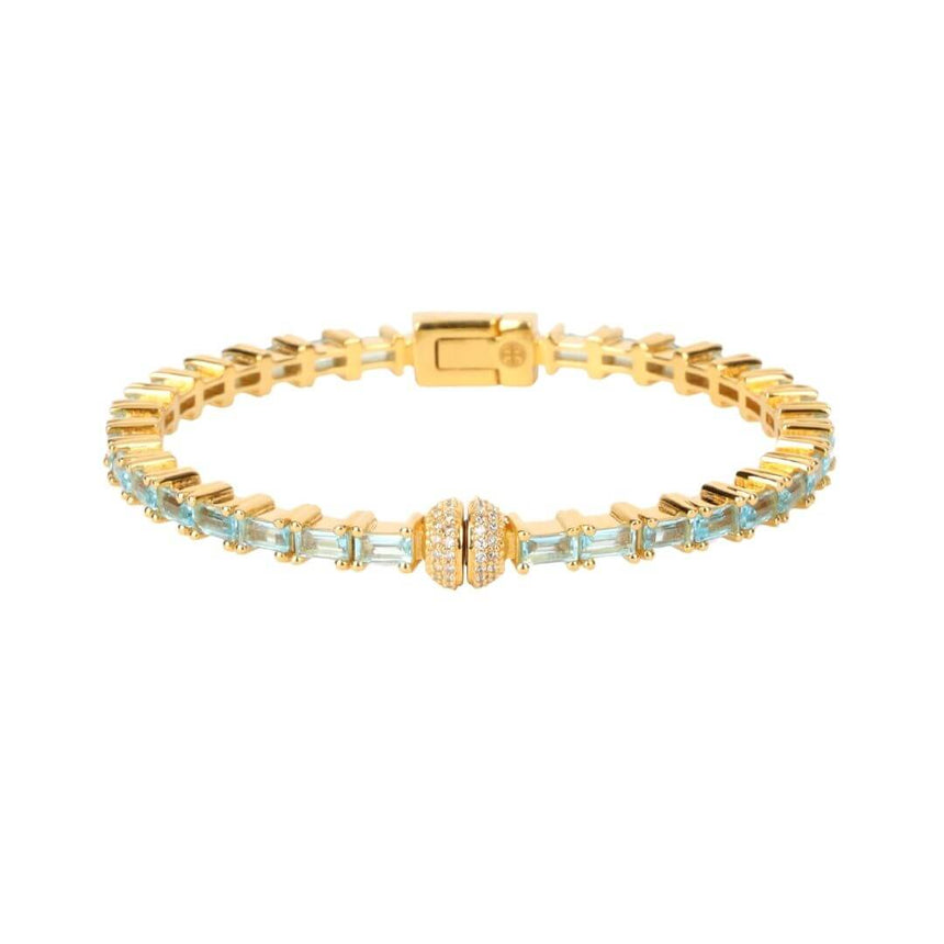 Sky Blue Topaz Baguette Crystals Aurora Bracelet | BuDhaGirl
