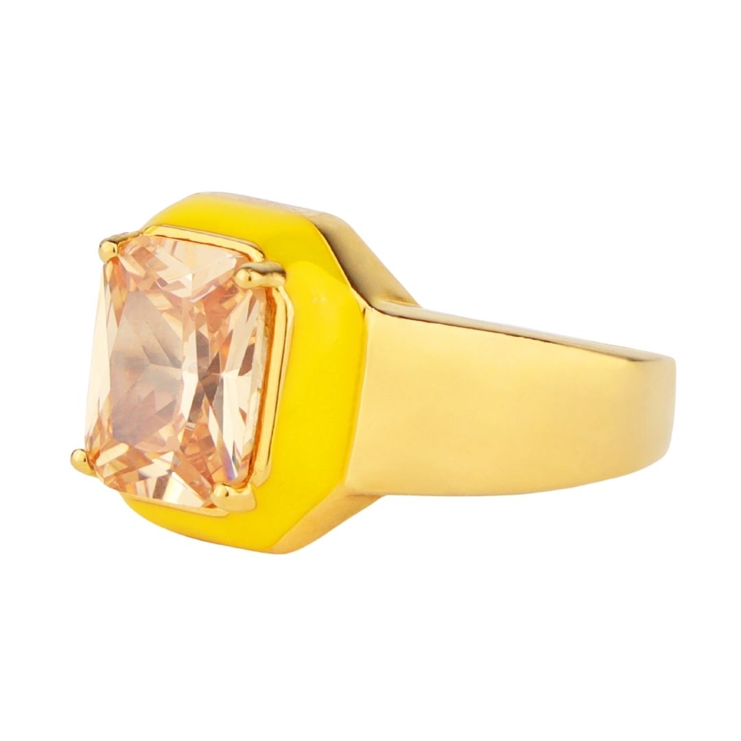 Spark Cushion Ring: Vibrant Enamel & Rectangle Crystals - BuDhaGirl