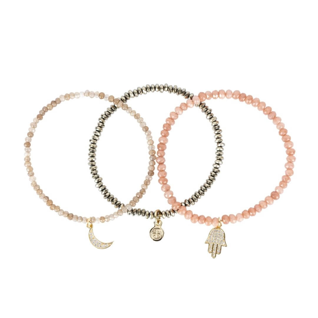 Sydney Bead Charm Bracelets - Set of 3 | BuDhaGirl