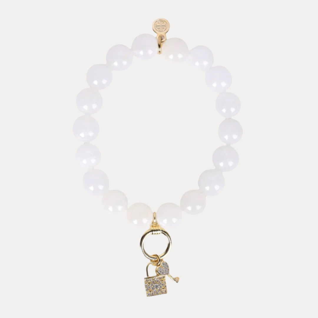White Lock and Key Beaded Clara Bracelet BuDhaGirl