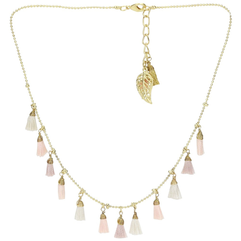 Pink and White Tassel Necklace For Kids | BuDhaGirl